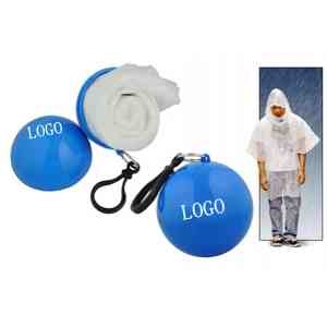 Plastic Poncho Tucked Inside Plastic Ball With Carabiner