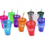 16 oz. Double Wall Cup with Straw