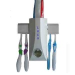 Automatic Plastic Toothpaste Dispenser/Toothbrush Holder Set